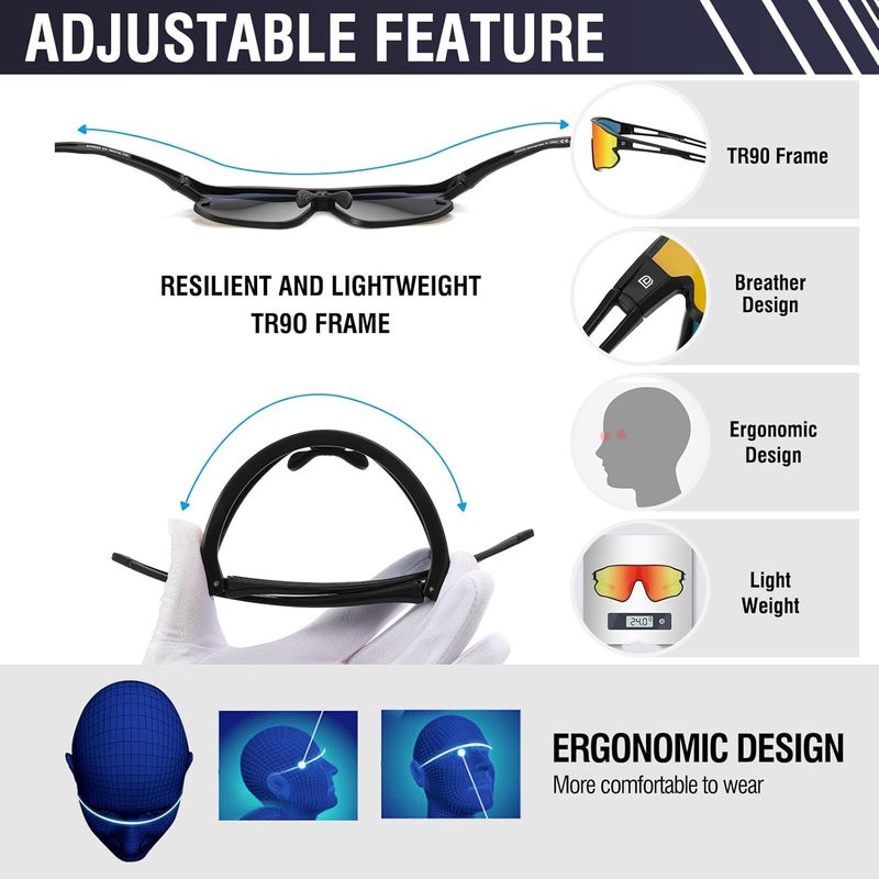 Duco Sports Polarized Sunglasses for Men Women Running Sunglasses Fishing Cycling Baseball Glasses UV400 Protection DC0023 - Image 5